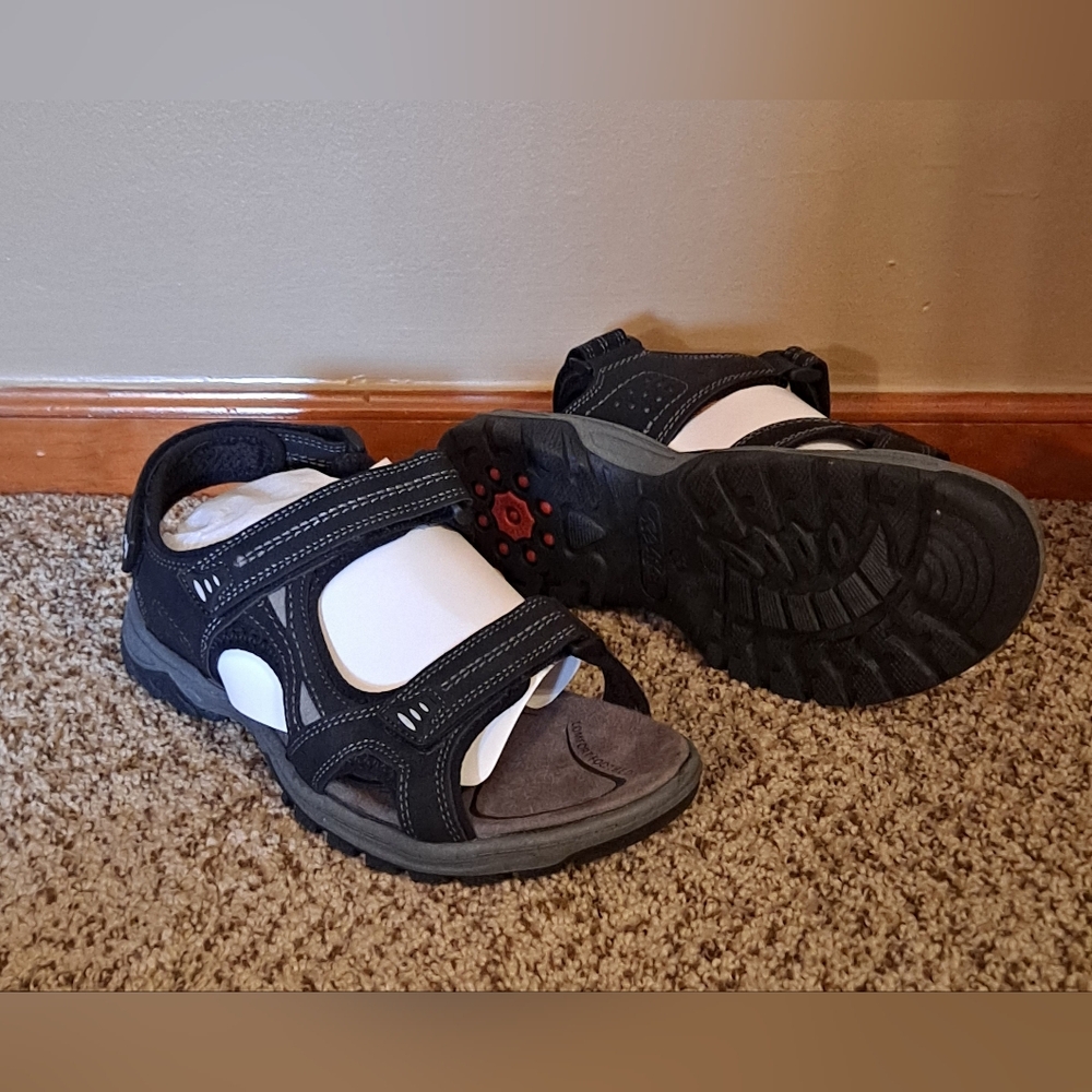 Spring Step Black & White Men's Outdoor Sport Sandals Shock Absorbing Heel 44